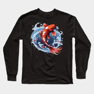 Koi Carp Fish in Orange Long Sleeve T-Shirt